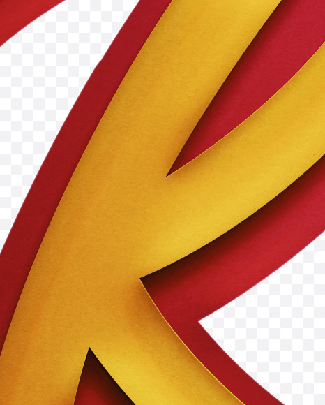 Letter R from Double Paper Cut Lettering on Yellow Images Creative Fonts - S64913