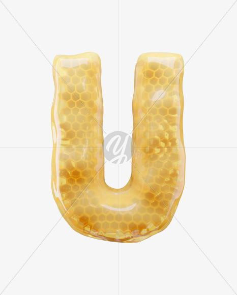 Letter U from Honey Comb on Yellow Images Creative Fonts - S65177