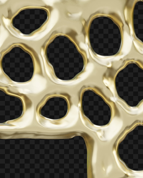 Letter H from Holey molten gold on Yellow Images Creative Fonts - S65410