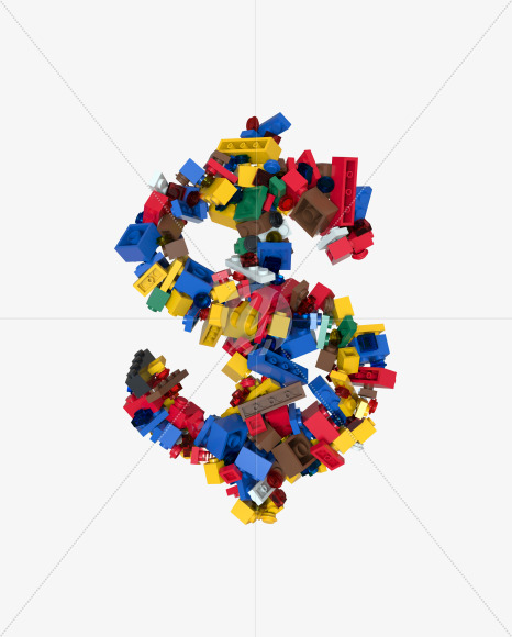 $ from Shuffled Colored Bricks Building Blocks Typeface Text on Yellow Images Creative Fonts - S65522