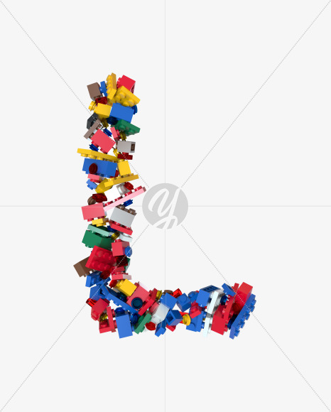 Letter L from Shuffled Colored Bricks Building Blocks Typeface Text on Yellow Images Creative Fonts - S65509