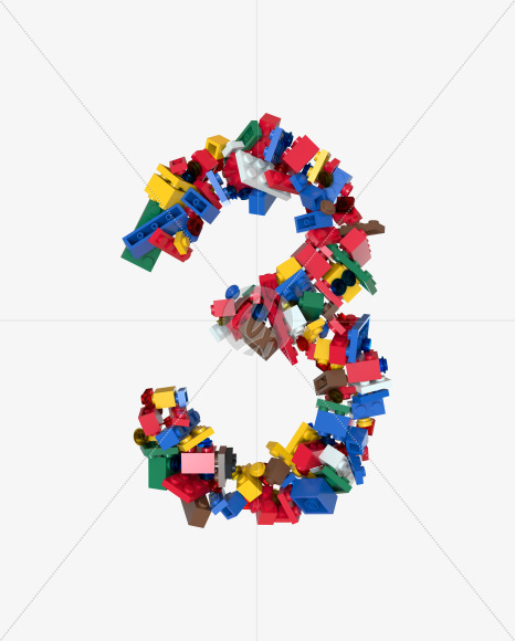 3 from Shuffled Colored Bricks Building Blocks Typeface Text on Yellow Images Creative Fonts - S65482