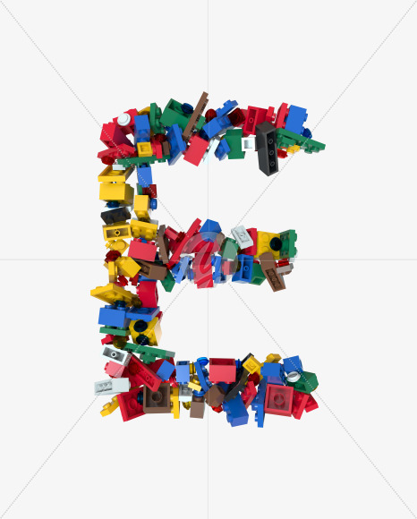 Letter E from Shuffled Colored Bricks Building Blocks Typeface Text on Yellow Images Creative Fonts - S65497