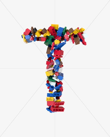 Letter T from Shuffled Colored Bricks Building Blocks Typeface Text on Yellow Images Creative Fonts - S65519