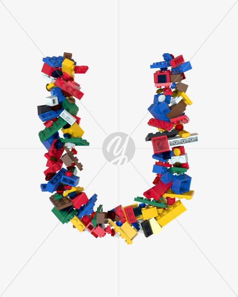 Letter U from Shuffled Colored Bricks Building Blocks Typeface Text on Yellow Images Creative Fonts - S65521