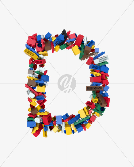 Letter D from Shuffled Colored Bricks Building Blocks Typeface Text on Yellow Images Creative Fonts - S65495