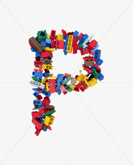 Letter P from Shuffled Colored Bricks Building Blocks Typeface Text on Yellow Images Creative Fonts - S65513