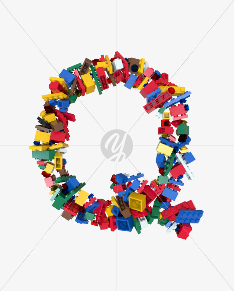 Letter Q from Shuffled Colored Bricks Building Blocks Typeface Text on Yellow Images Creative Fonts - S65515