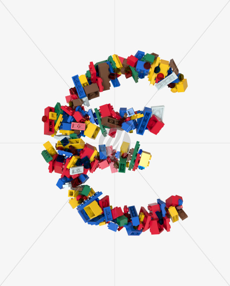 € from Shuffled Colored Bricks Building Blocks Typeface Text on Yellow Images Creative Fonts - S65498