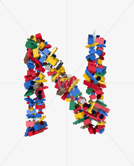 Letter N from Shuffled Colored Bricks Building Blocks Typeface Text on Yellow Images Creative Fonts - S65511