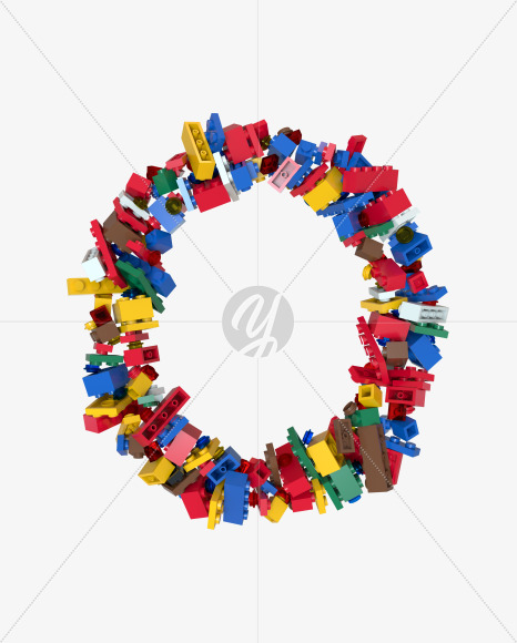 Letter O from Shuffled Colored Bricks Building Blocks Typeface Text on Yellow Images Creative Fonts - S65512