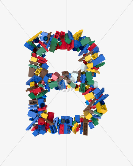 Letter B from Shuffled Colored Bricks Building Blocks Typeface Text on Yellow Images Creative Fonts - S65492