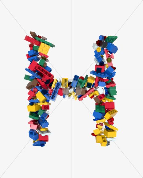 Letter H from Shuffled Colored Bricks Building Blocks Typeface Text on Yellow Images Creative Fonts - S65504