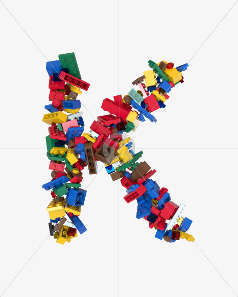 Letter K from Shuffled Colored Bricks Building Blocks Typeface Text on Yellow Images Creative Fonts - S65508