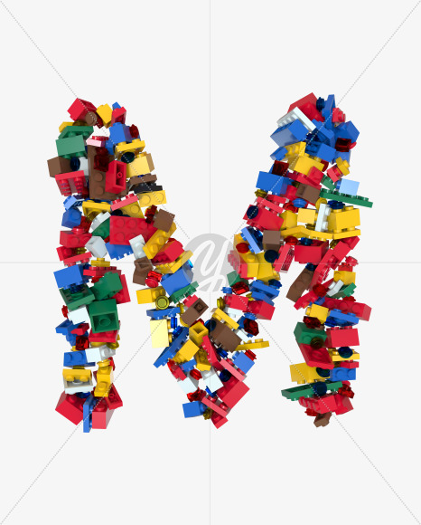 Letter M from Shuffled Colored Bricks Building Blocks Typeface Text on Yellow Images Creative Fonts - S65510