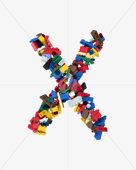 Letter X from Shuffled Colored Bricks Building Blocks Typeface Text on Yellow Images Creative Fonts - S65525