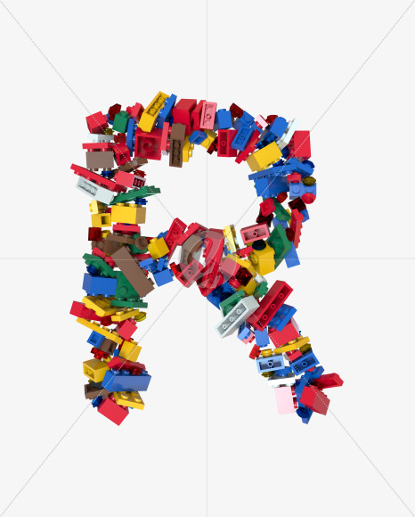 Letter R from Shuffled Colored Bricks Building Blocks Typeface Text on Yellow Images Creative Fonts - S65517