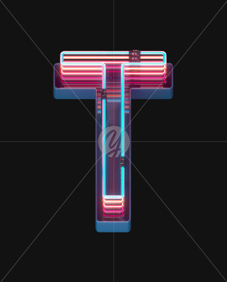 Letter T from Retro Neon font on Yellow Images Creative Fonts - S65592