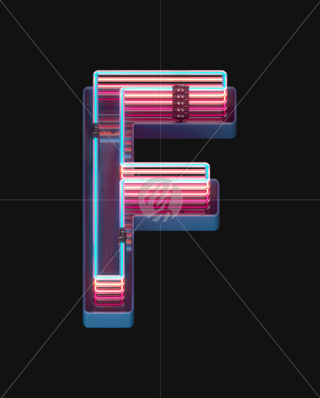 Letter F from Retro Neon font on Yellow Images Creative Fonts - S65578