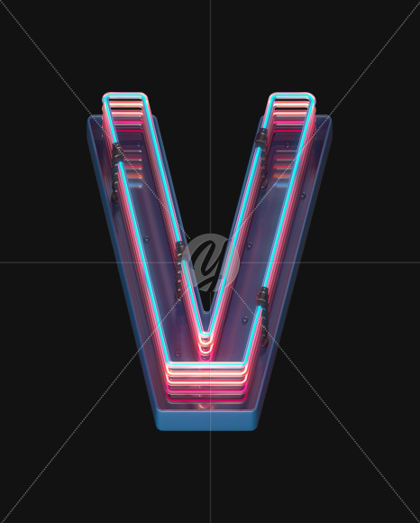 Letter V from Retro Neon font on Yellow Images Creative Fonts - S65594