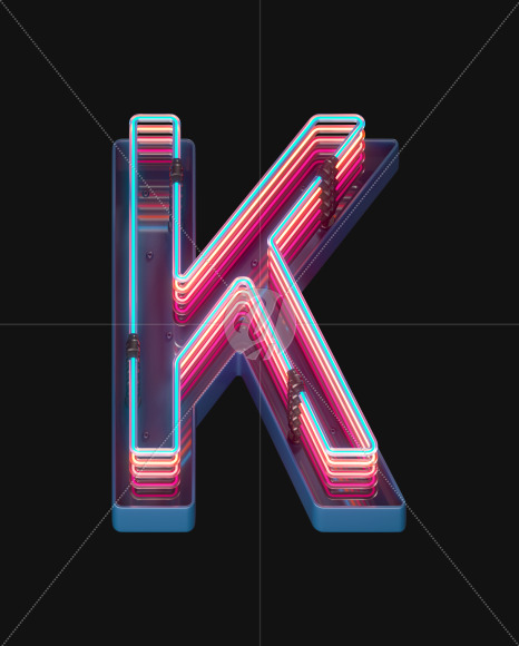 Letter K from Retro Neon font on Yellow Images Creative Fonts - S65583