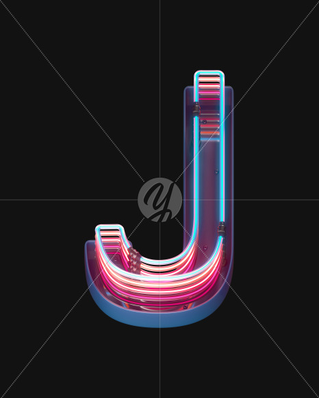 Letter J from Retro Neon font on Yellow Images Creative Fonts - S65582