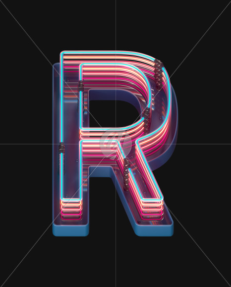 Letter R from Retro Neon font on Yellow Images Creative Fonts - S65590