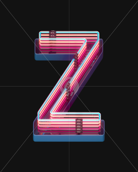 Letter Z from Retro Neon font on Yellow Images Creative Fonts - S65598