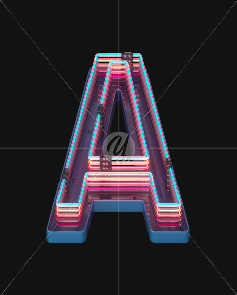 Letter A from Retro Neon font on Yellow Images Creative Fonts - S65573