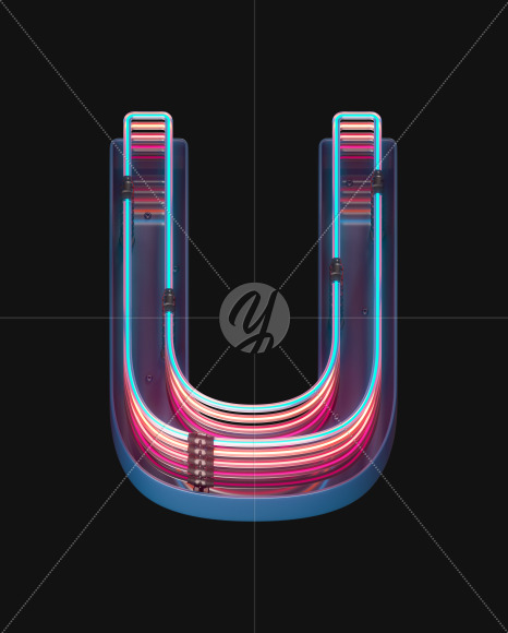 Letter U from Retro Neon font on Yellow Images Creative Fonts - S65593