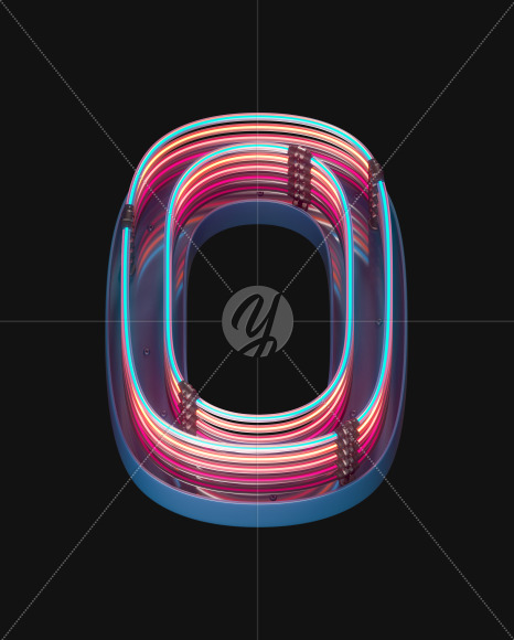 Letter O from Retro Neon font on Yellow Images Creative Fonts - S65587