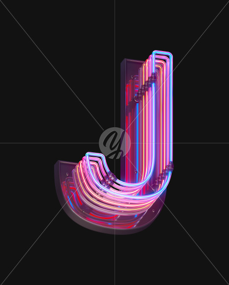 Letter J from Color Neon font on Yellow Images Creative Fonts - S65708