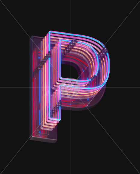 Letter P from Color Neon font on Yellow Images Creative Fonts - S65714