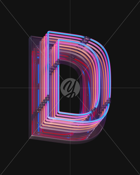 Letter D from Color Neon font on Yellow Images Creative Fonts - S65702