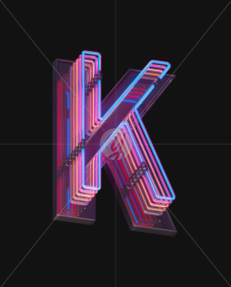 Letter K from Color Neon font on Yellow Images Creative Fonts - S65709