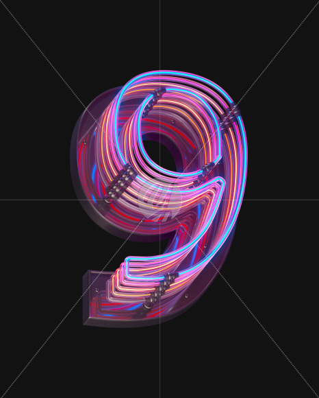 9 from Color Neon font on Yellow Images Creative Fonts - S65734