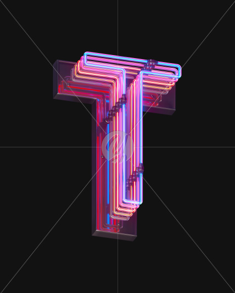 Letter T from Color Neon font on Yellow Images Creative Fonts - S65718