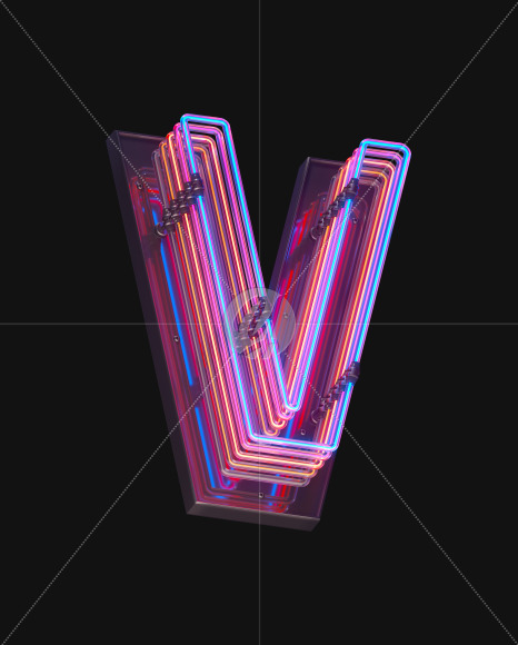 Letter V from Color Neon font on Yellow Images Creative Fonts - S65720