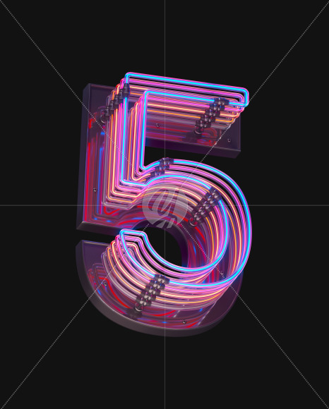 5 from Color Neon font on Yellow Images Creative Fonts - S65730