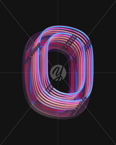 Letter O from Color Neon font on Yellow Images Creative Fonts - S65713