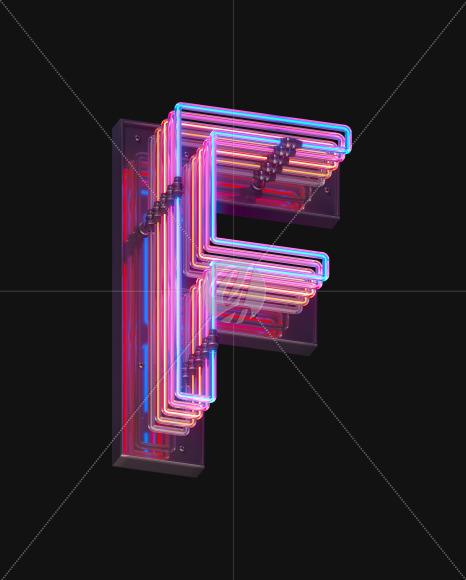 Letter F from Color Neon font on Yellow Images Creative Fonts - S65704