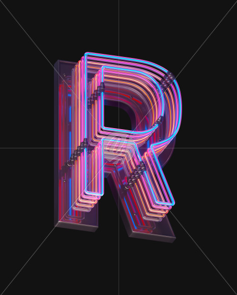 Letter R from Color Neon font on Yellow Images Creative Fonts - S65716