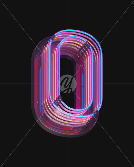 0 from Color Neon font on Yellow Images Creative Fonts - S65725