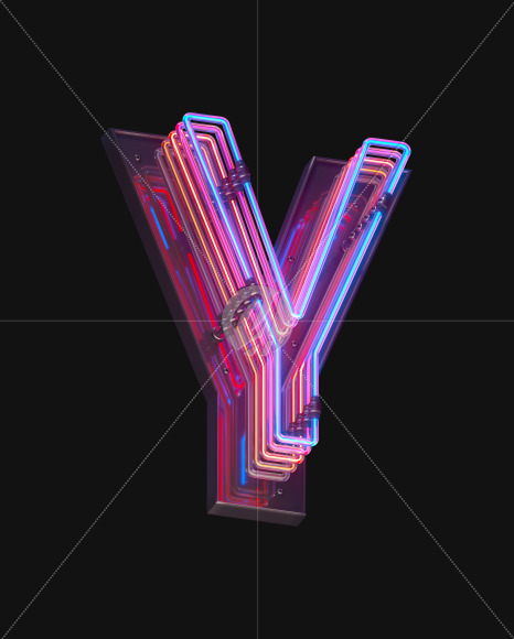 Letter Y from Color Neon font on Yellow Images Creative Fonts - S65723