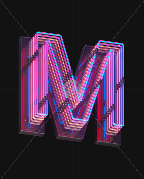 Letter M from Color Neon font on Yellow Images Creative Fonts - S65711