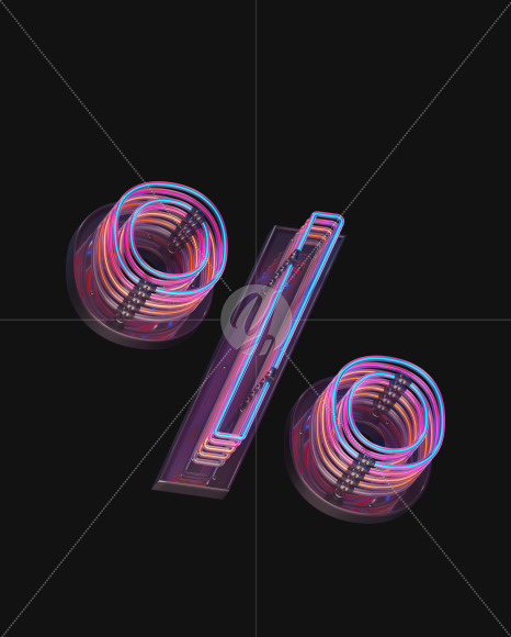 Percent from Color Neon font on Yellow Images Creative Fonts - S65738