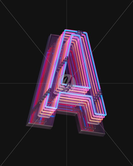 Letter A from Color Neon font on Yellow Images Creative Fonts - S65699