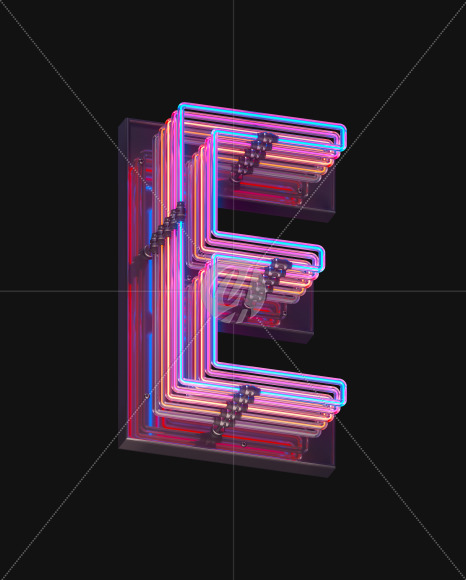 Letter E from Color Neon font on Yellow Images Creative Fonts - S65703