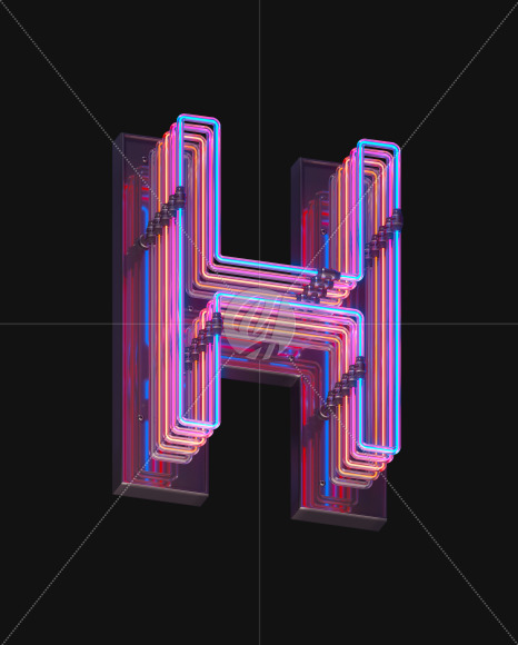 H copy from Color Neon font on Yellow Images Creative Fonts - S65706