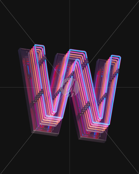 Letter W from Color Neon font on Yellow Images Creative Fonts - S65721